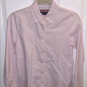 Vineyard vines pink/white stripped button downed